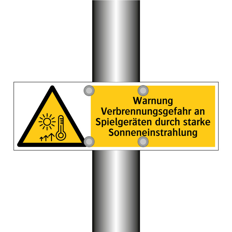 Warnung Verbrennungsgefahr an Spielgeräten durch starke Sonneneinstrahlung