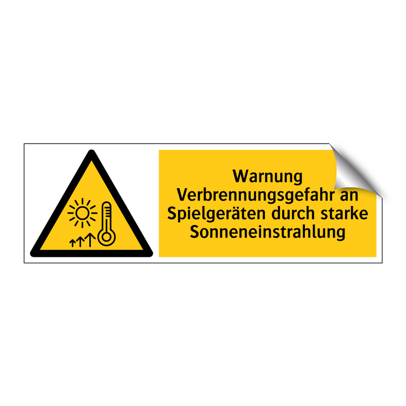 Warnung Verbrennungsgefahr an Spielgeräten durch starke Sonneneinstrahlung