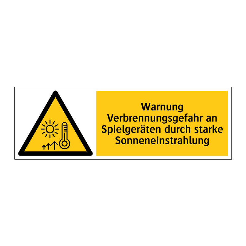 Warnung Verbrennungsgefahr an Spielgeräten durch starke Sonneneinstrahlung