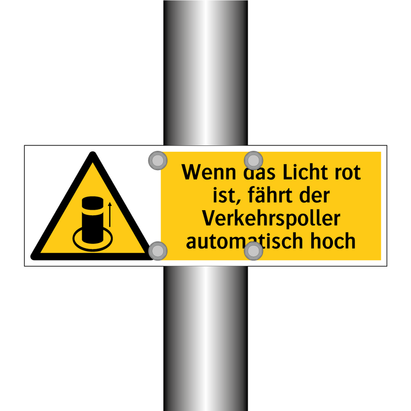 Wenn das Licht rot ist, fährt der Verkehrspoller automatisch hoch