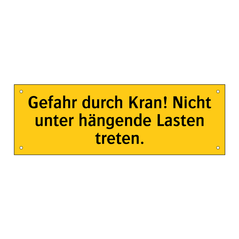 Gefahr durch Kran! Nicht unter hängende Lasten treten.