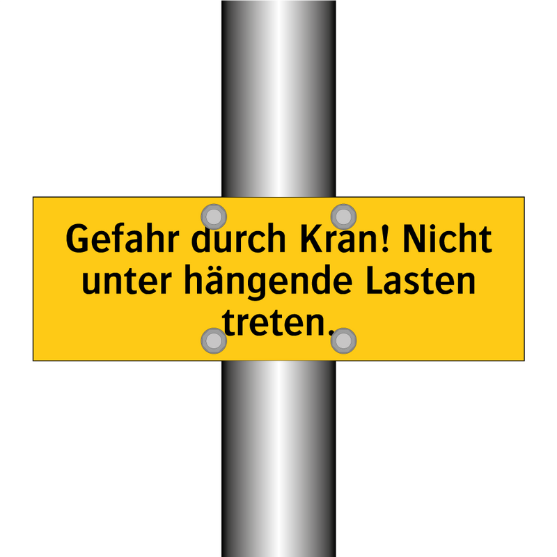 Gefahr durch Kran! Nicht unter hängende Lasten treten.